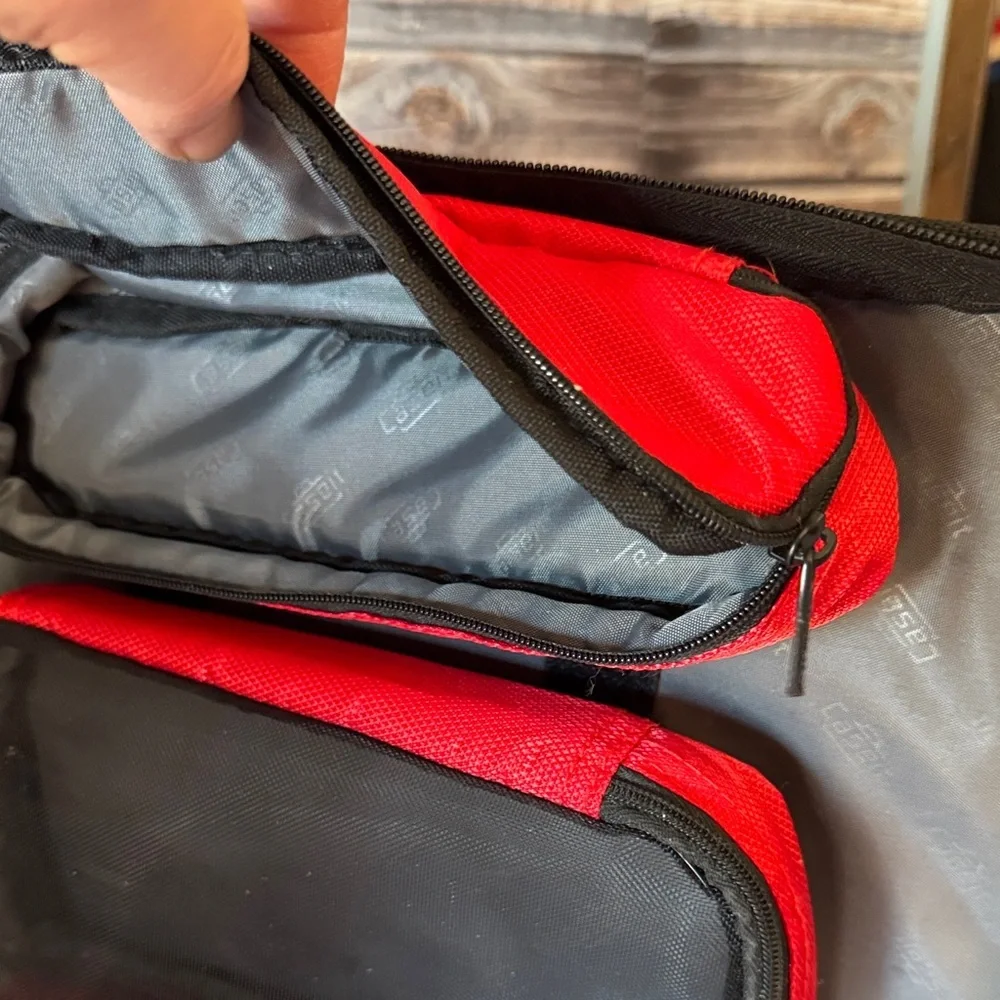 ★ Gastek Travel Organizer Portfolio Bag Document Case Red Black